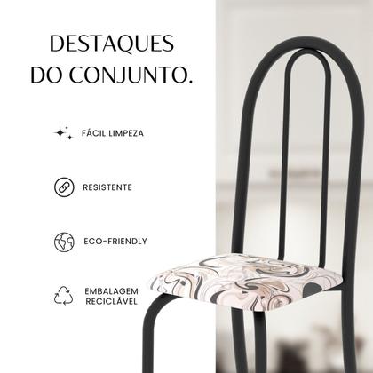 Imagem de Conjunto de Mesa Tubular 120x75cm Tampo em Vidro com 4 Cadeiras Iris B