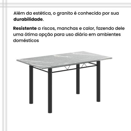 Imagem de Conjunto de Mesa Tubular 140cm X 75cm Tampo em Granito Topázio com 6 Cadeiras Iris B