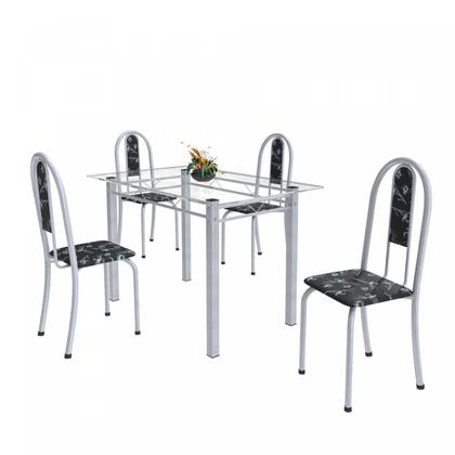 Imagem de Conjunto de Mesa Tubular 4 Cadeiras 120cm com Tampo de Vidro Iris