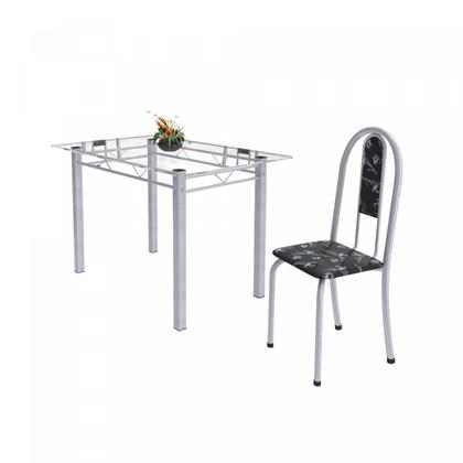 Imagem de Conjunto de Mesa Tubular 4 Cadeiras 120cm com Tampo de Vidro Iris
