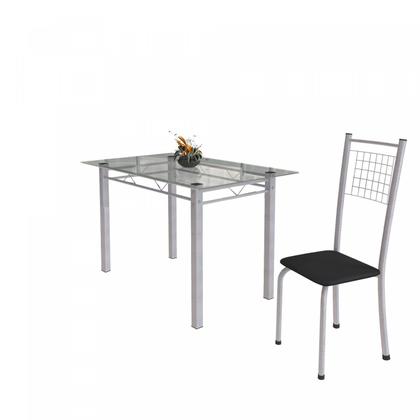 Imagem de Conjunto de Mesa Tubular 4 Cadeiras 120cm com Tampo de Vidro Iza