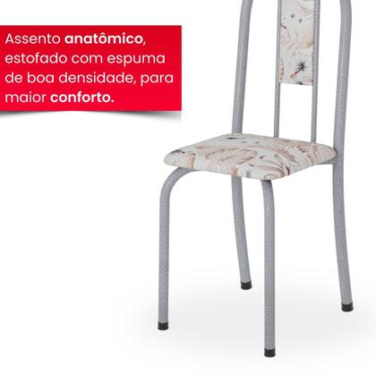 Imagem de Conjunto de Mesa Tubular 4 Cadeiras 70x70cm Mart Perola com Tampo em Granito Topázio Isabel 048 - Tudo de Móveis