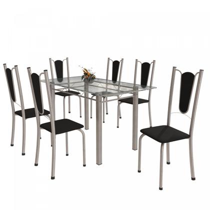 Imagem de Conjunto de Mesa Tubular 6 Cadeiras 140cm com Tampo de Vidro Melissa