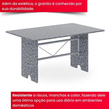 Imagem de Conjunto de Mesa Tubular 6 Cadeiras 140x75cm Mart Perola com Tampo em Granito Ocre Letícia 070 - Tudo de Móveis