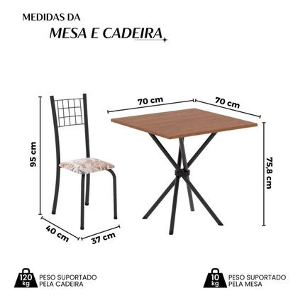 Imagem de Conjunto de Mesa Tubular 70cm X 70cm Tampo em Mdf com 4 Cadeiras Dany