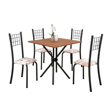 Imagem de Conjunto de Mesa Tubular 70cm X 70cm Tampo em Mdf com 4 Cadeiras Dany