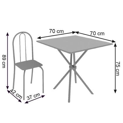 Imagem de Conjunto de Mesa Tubular 70x70cm Tampo de Vidro com 4 Cadeiras Ane B