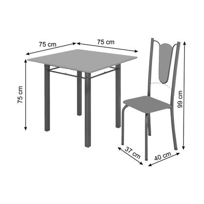 Imagem de Conjunto de Mesa Tubular 75x75cm Tampo de Vidro com 4 Cadeiras Júlia