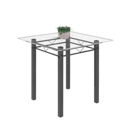 Imagem de Conjunto de Mesa Tubular 75x75cm Tampo de Vidro com 4 Cadeiras Júlia