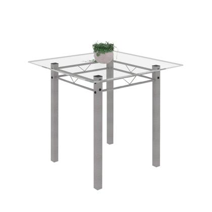 Imagem de Conjunto de Mesa Tubular 75x75cm Tampo de Vidro com 4 Cadeiras Júlia