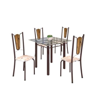 Imagem de Conjunto de Mesa Tubular 75x75cm Tampo de Vidro com 4 Cadeiras Júlia