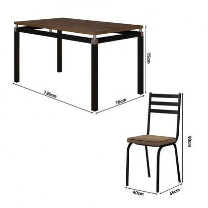 Imagem de Conjunto De Mesa Tubular Com 6 Cadeiras 118 Malva Tampo BP 136cm Preto Nature Assento Rattan Artefamol