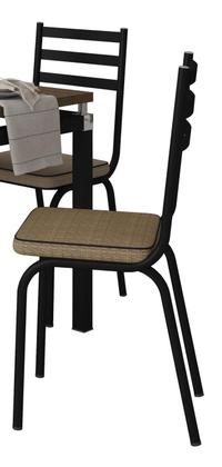 Imagem de Conjunto De Mesa Tubular Com 6 Cadeiras 118 Malva Tampo BP 136cm Preto Nature Assento Rattan Artefamol