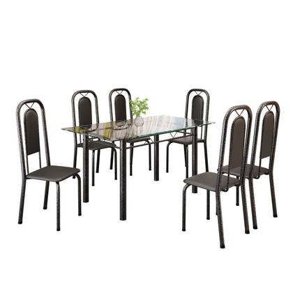 Imagem de Conjunto de Mesa Tubular com 6 Cadeiras Lara Prata/Preto