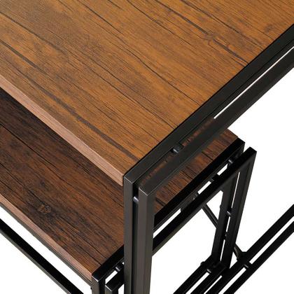 Imagem de Conjunto de Mesa Wooden com 1 Banco e 2 Cadeiras Preto e Amêndoa