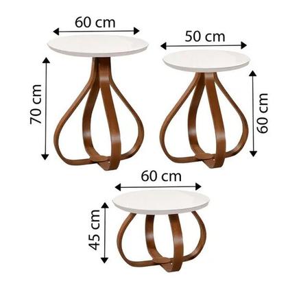 Imagem de Conjunto de Mesas Decorativas Bella para Canto e Centro Sala