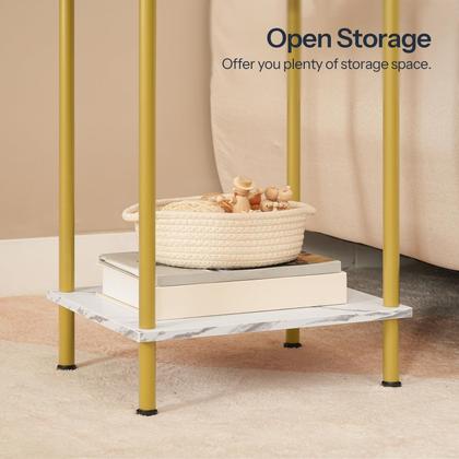 Imagem de Conjunto de mesas finais HOOBRO DM09BZP201 com prateleiras de armazenamento de 2 camadas