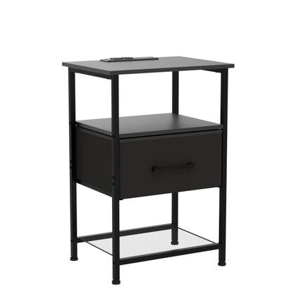 Imagem de Conjunto de mesinhas de cabeceira LAKEMID com estação de carregamento e gaveta (pacote com 2)