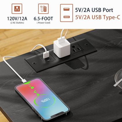 Imagem de Conjunto de mesinhas de cabeceira LAKEMID com estação de carregamento e gaveta (pacote com 2)