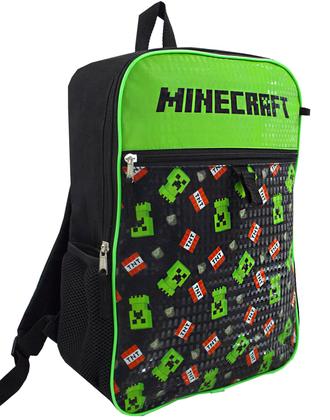 Imagem de Conjunto de mochilas escolares Minecraft Boy's Black com lancheira, garrafa e brinquedo