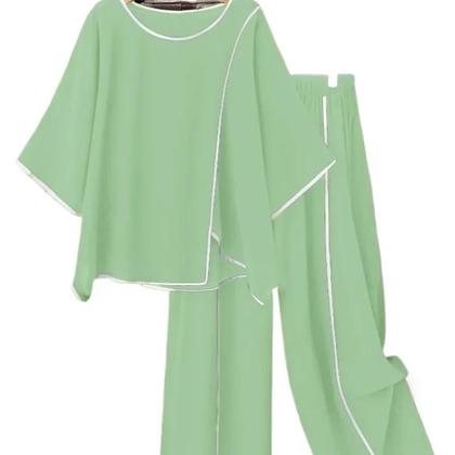 Imagem de Conjunto De Moda Casual Para Mulheres plus Size, Blusa Solta E Confortável Com Mangas Cortadas E