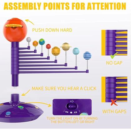 Imagem de Conjunto De Modelo Planetário Do Sistema Solar Para Crianças Com 8 Planetas, Projetor Rotativo,