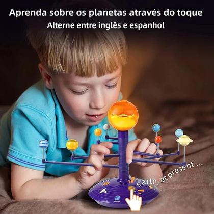Imagem de Conjunto De Modelo Planetário Do Sistema Solar Para Crianças Com 8 Planetas, Projetor Rotativo,