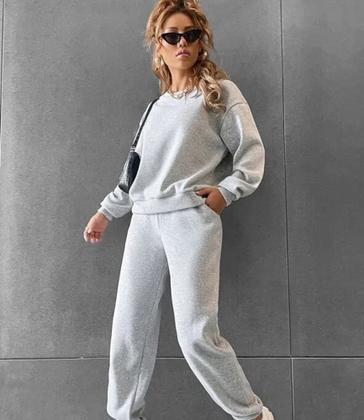 Imagem de Conjunto de Moletom Abrigo Feminino Flanelado 100% Algodão