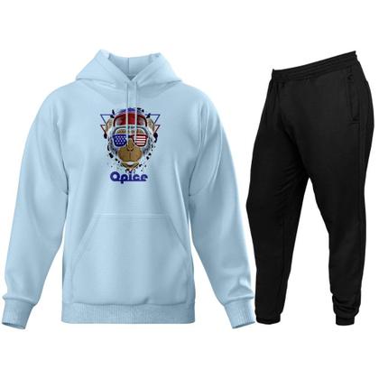 Conjunto de Moletom Blusa de Frio Canguru Capuz Calça Jogger Relaxado Imagem de Conjunto de Moletom Blusa de Frio Canguru Capuz Calça Jogger Relaxado