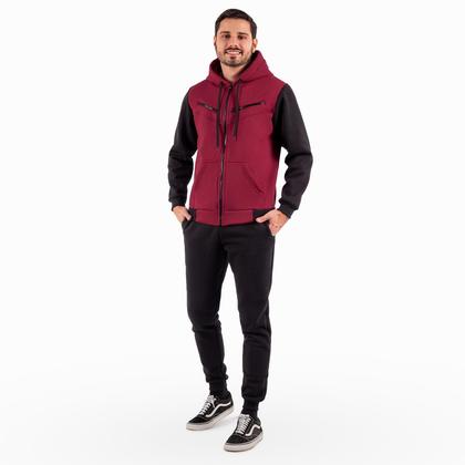 Imagem de Conjunto de Moletom Calça e Blusa de Frio Casaco Masculino e Feminino Com Capuz e Ziper