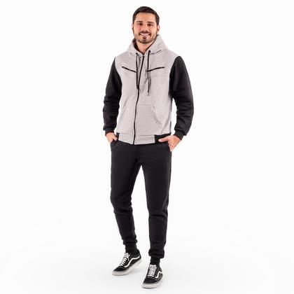 Imagem de Conjunto de Moletom Calça e Blusa de Frio Casaco Masculino e Feminino Com Capuz e Ziper