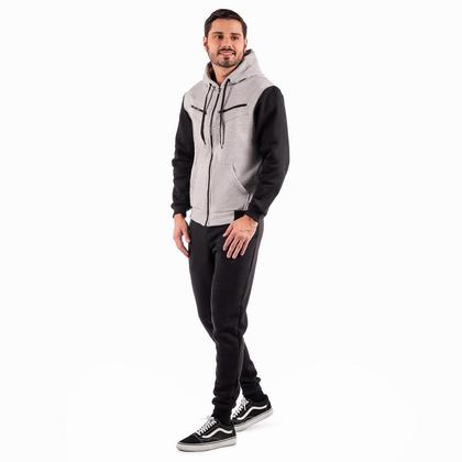 Imagem de Conjunto de Moletom Calça e Blusa de Frio Casaco Masculino e Feminino Com Capuz e Ziper