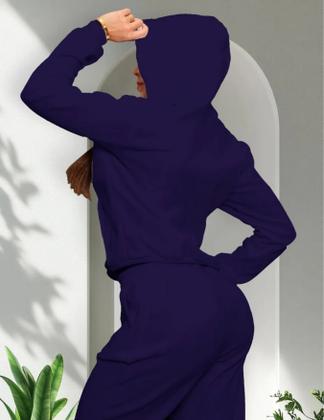 Imagem de Conjunto de moletom feminino barato Blusa de frio Grossa com zíper e touca Calça de moletom Flanelada Quente