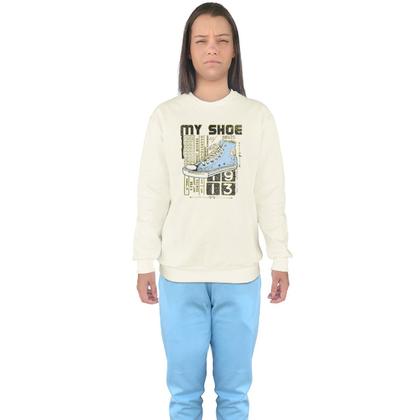 Imagem de Conjunto de Moletom Feminino Blusa Sem Capuz e Calça Jogger Estampado