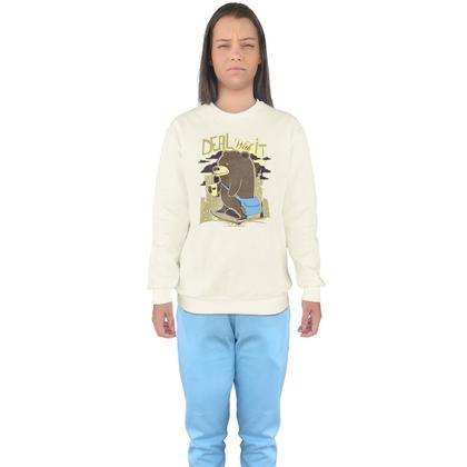 Imagem de Conjunto de Moletom Feminino Blusa Sem Capuz e Calça Jogger Estampado