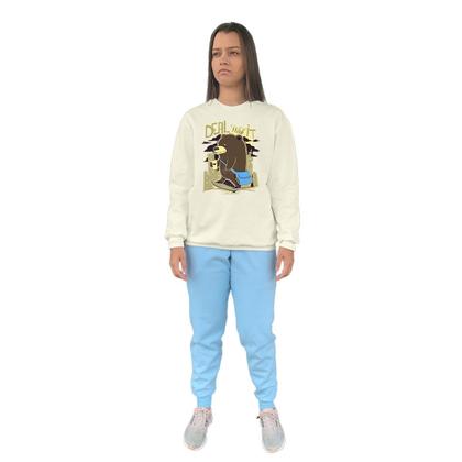 Imagem de Conjunto de Moletom Feminino Blusa Sem Capuz e Calça Jogger Estampado