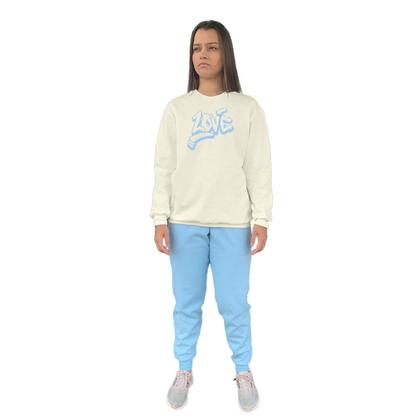 Imagem de Conjunto de Moletom Feminino Blusa Sem Capuz e Calça Jogger Estampado