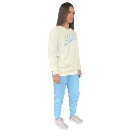 Imagem de Conjunto de Moletom Feminino Blusa Sem Capuz e Calça Jogger Estampado