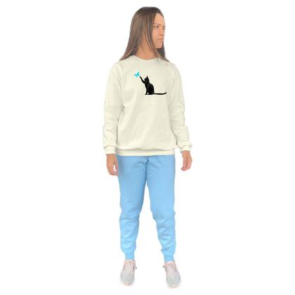 Imagem de Conjunto de Moletom Feminino Blusa Sem Capuz e Calça Jogger Estampado