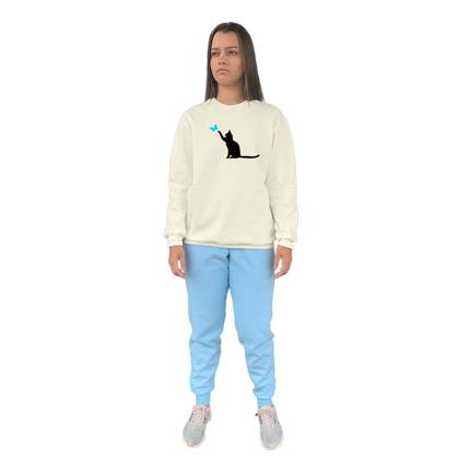 Imagem de Conjunto de Moletom Feminino Blusa Sem Capuz e Calça Jogger Estampado