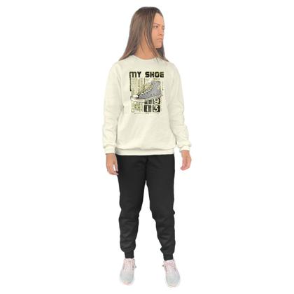 Imagem de Conjunto de Moletom Feminino Blusa Sem Capuz e Calça Jogger Estampado