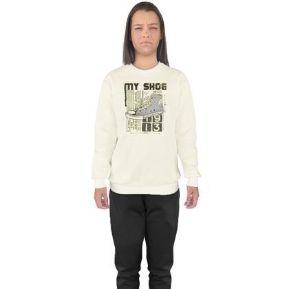 Imagem de Conjunto de Moletom Feminino Blusa Sem Capuz e Calça Jogger Estampado