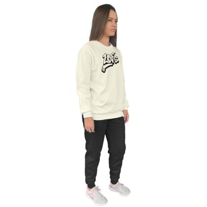 Imagem de Conjunto de Moletom Feminino Blusa Sem Capuz e Calça Jogger Estampado