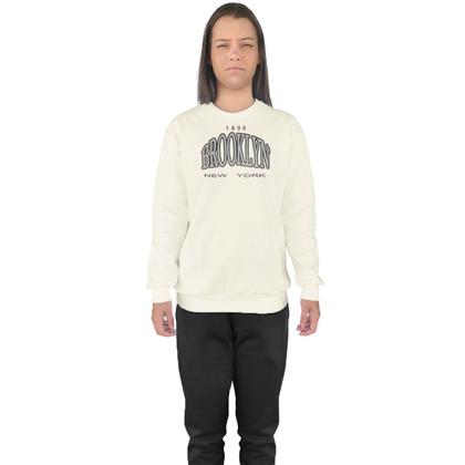 Imagem de Conjunto de Moletom Feminino Blusa Sem Capuz e Calça Jogger Estampado