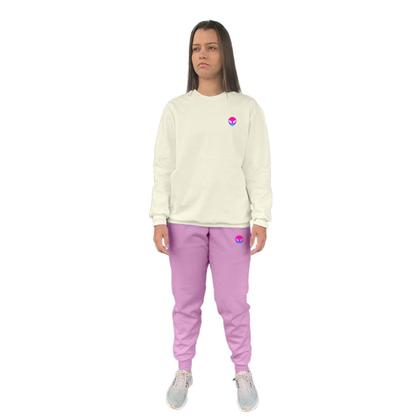 Imagem de Conjunto de Moletom Feminino Blusa Sem Capuz e Calça Jogger Estampado