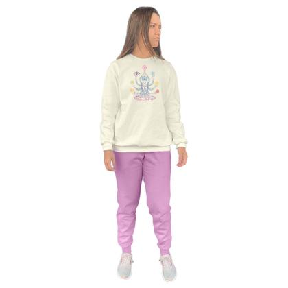 Imagem de Conjunto de Moletom Feminino Blusa Sem Capuz e Calça Jogger Estampado