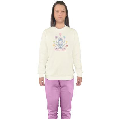 Imagem de Conjunto de Moletom Feminino Blusa Sem Capuz e Calça Jogger Estampado