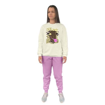 Imagem de Conjunto de Moletom Feminino Blusa Sem Capuz e Calça Jogger Estampado