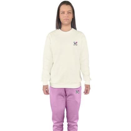 Imagem de Conjunto de Moletom Feminino Blusa Sem Capuz e Calça Jogger Estampado