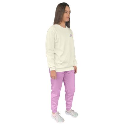 Imagem de Conjunto de Moletom Feminino Blusa Sem Capuz e Calça Jogger Estampado
